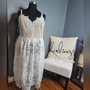 City Chic White Crochet Lace Midi Dress